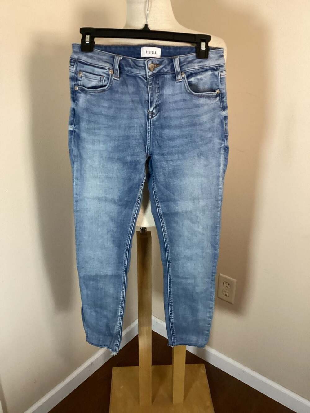 Pistola Women's Blue Denim Raw Hem Skinny Jeans Size 28